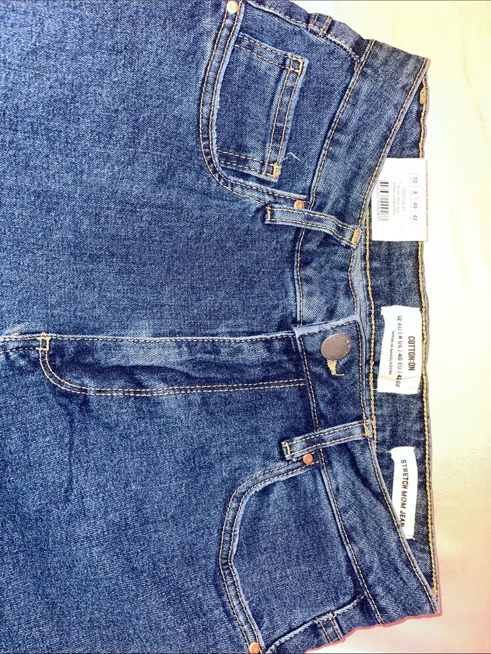Cotton On Blue Denim Stretch Mom Jeans - Picture 2 of 3